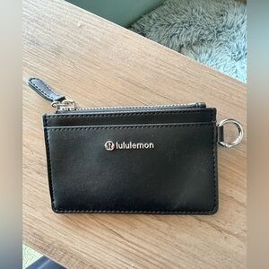 Lululemon Black Leather Card Case w/ Keyring
